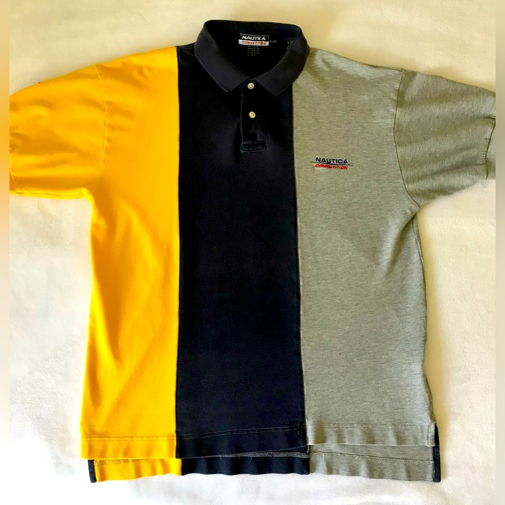 Nautica Competition N83 Vintage 90’s Color Bloc Polo Shirt Mens Size Large